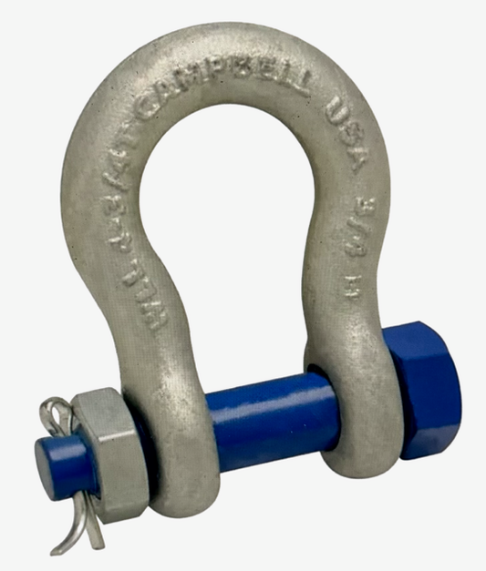 Campbell 1-1/8" Anchor Shackle, Bolt Type, Forged Carbon Steel, Galvanized