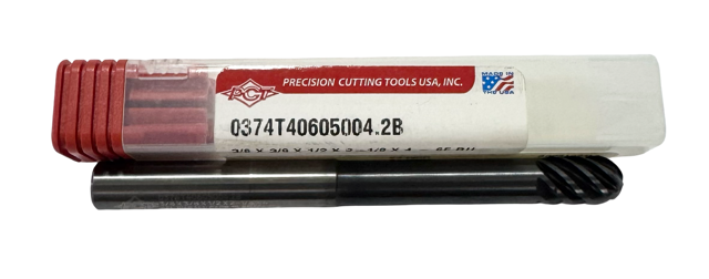 PCT 3/8" Carbide Ball End Mill 6 Flute Extended Neck AlTiN Coated USA Made