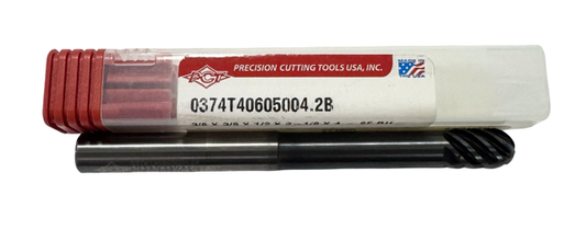 PCT 3/8" Carbide Ball End Mill 6 Flute Extended Neck AlTiN Coated USA Made