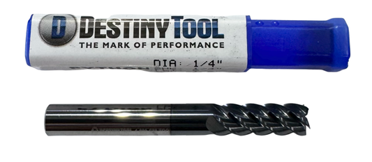 Destiny 1/4" Carbide End Mill 5 Flute Xtreme Coated USA Made