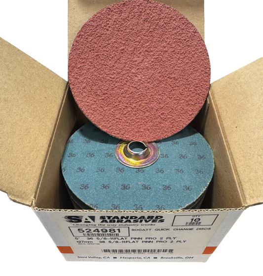 Standard Abrasives 5" x 5/8-11 Quick Change Sanding Discs 36 Grit Ceramic Pro 10 Pack