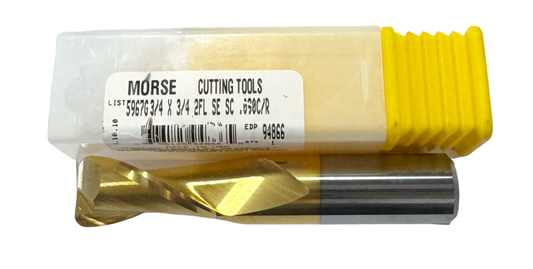Morse 3/4" Carbide End Mill 2 Flute Tin Coated .090" Corner Radius USA