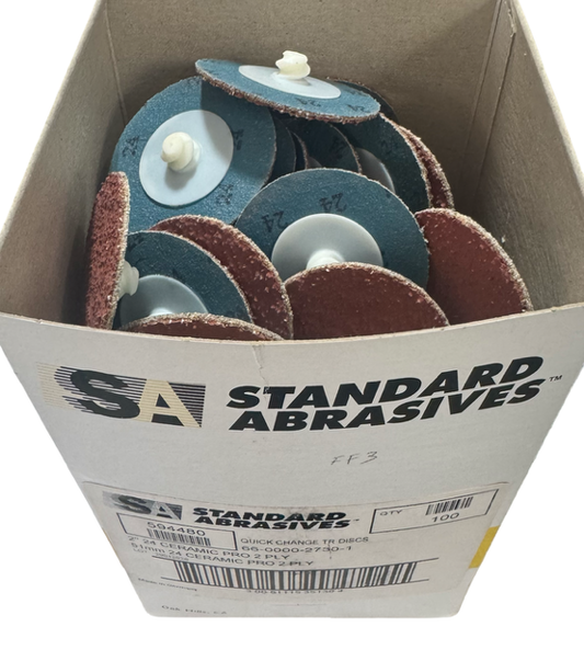 Standard Abrasives 2" Roloc Sanding Discs 24 Grit Ceramic 100 Pack