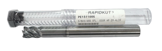 RapidKut 5/8" Carbide End Mill 5 Flute Necked .030" Radius AlCrN Coated
