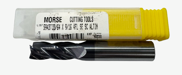 Morse 33/64" Carbide End Mill 4 Flute AlTiN Coated USA Made