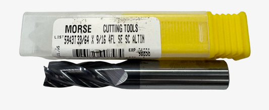 Morse 33/64" Carbide End Mill 4 Flute AlTiN Coated USA Made