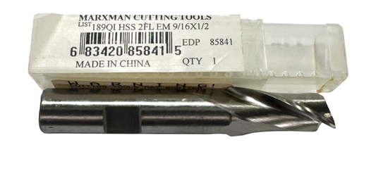 Marxman 9/16" HSS End Mill 2 Flute Regular Length