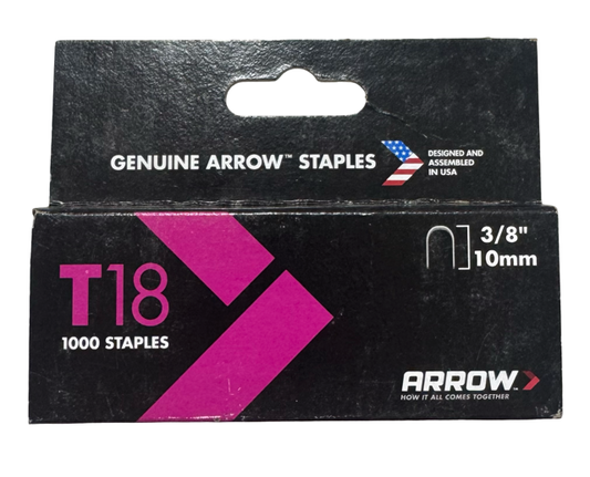 Arrow Fastener T18 3/8" Staples 18 Gauge 1000 Staples