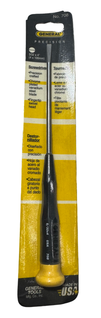 General Tool 5/32" x 4" Precision Slotted Screwdriver No.708 USA Made