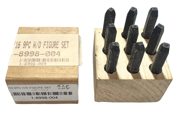 9 Piece Heavy Duty Steel Figure Number Set, 1/16" Character Size