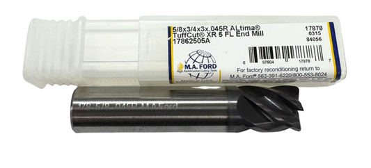 M.A. Ford 5/8" Carbide End Mill 5 Flute Altima Coated .045" Radius USA