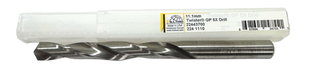 M.A. Ford 11.1mm Solid Carbie Drill 5xD 2 Flute 118° USA Made