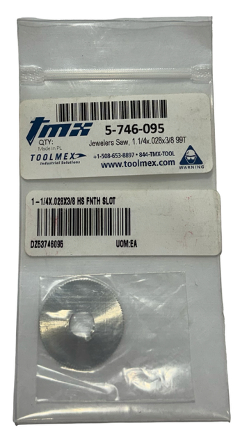 TMX 1-1/4" x .028" x 3/8" HSS Jewelers Slotting Saw 99 Tooth