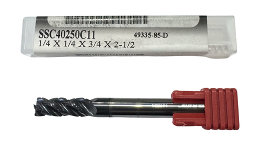 Data Flute CNC 1/4" Carbide End Mill 4 Flute Chip Breaker C11 Coated
