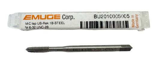 Emuge 6-32 UNC-2B Cobalt Spiral Point Plug Tap 3 Flute