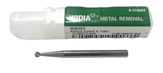 Widia 3/32" Carbide Burr Ball Shape Single Cut 1/4" Shank USA Made