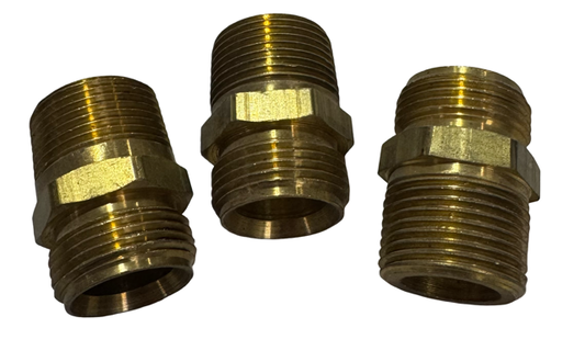Coilhose Adapter 3/4" MPT x 3/4" MPT Brass Hose Fitting 3 Pack