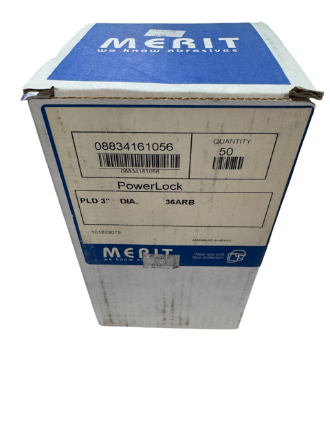 Merit 3" Quick Change Sanding Discs Type 1 PowerLock 36 Grit A/O 50 Pack