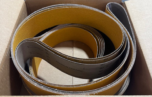 CGW 3" x 132" Sanding Belts 80 Grit Open Coat - Ceramic Alumina 8 Pack