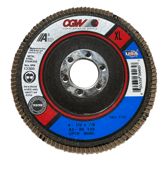 CGW 4-1/2" x 7/8" Flap Disc 80 Grit, T29, Aluminum Oxide USA Made
