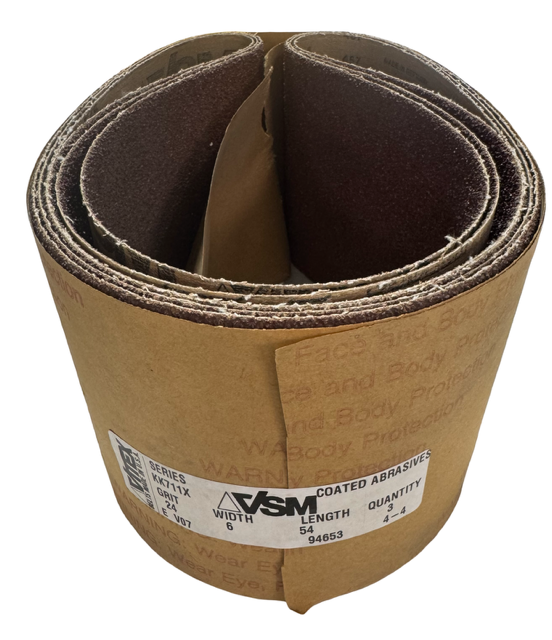 VSM 6" x 54" Sanding Belts 24 Grit Aluminum Oxide 3 Pack