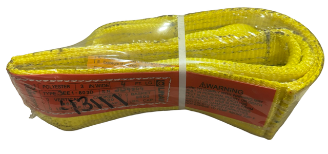 Lift-All 3" x 4ft Polyester Web Sling, 1-Ply Flat End