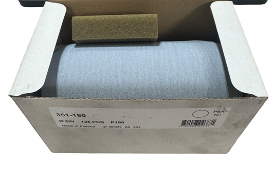Superior 6" PSA Discs, White, 180 Grit Aluminum Oxide 125 Pack
