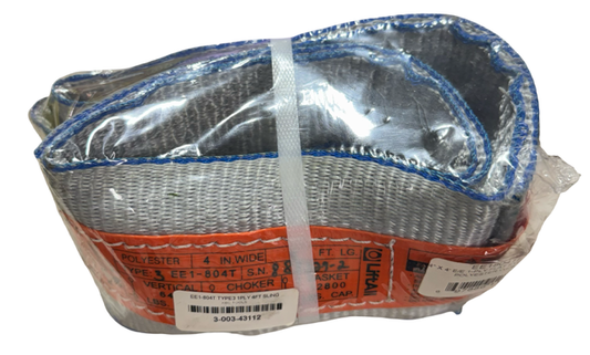 Lift-All 4" x 4ft Polyester Web Sling, Single-Ply Flat-Eye Tuff-Edge