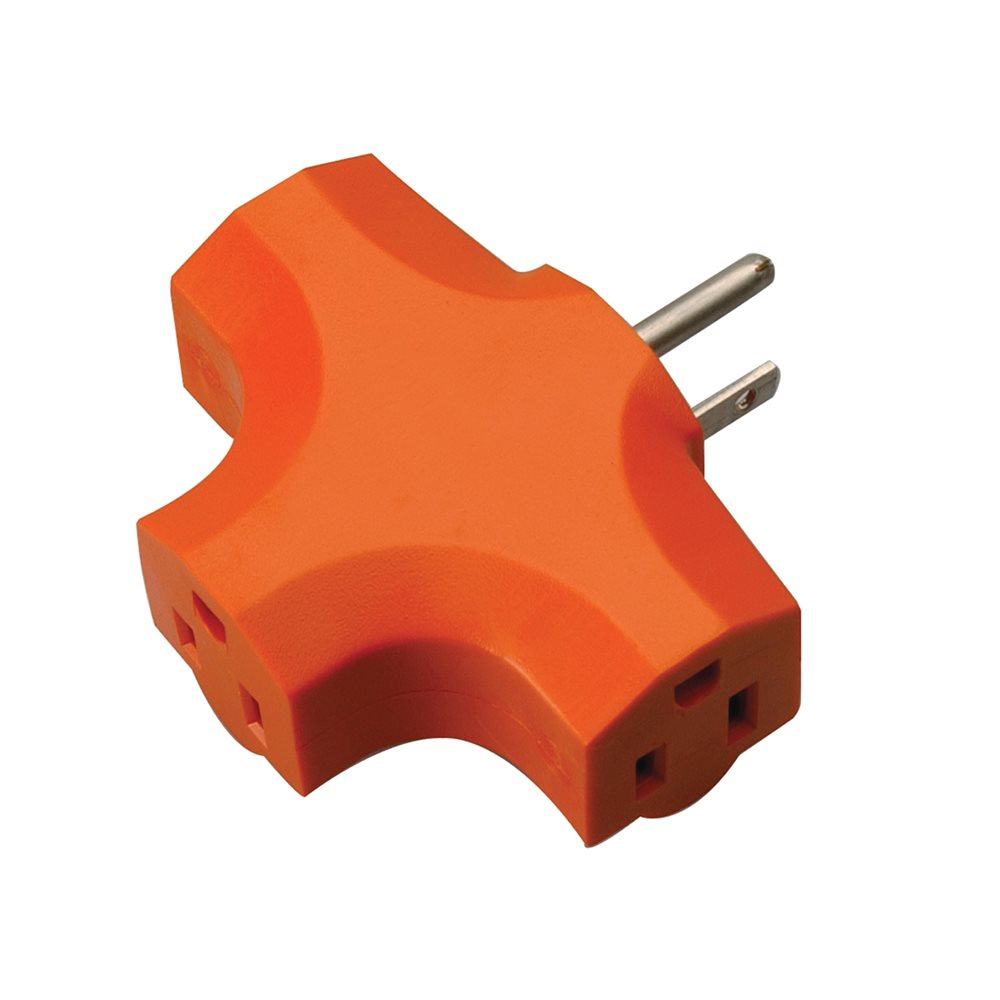 Southwire 3-Way Adapter, Orange, 15A