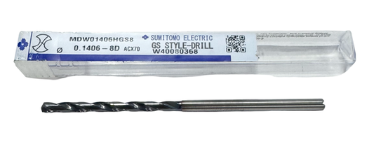 Sumitomo 0.1406" Solid Carbide Drill 8xD DEX Coated Coolant Thru
