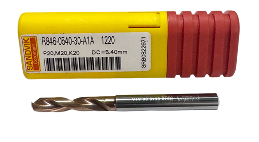 Sandvik 5.40mm Solid Carbide Drill R846-0540-30-A1A 1220