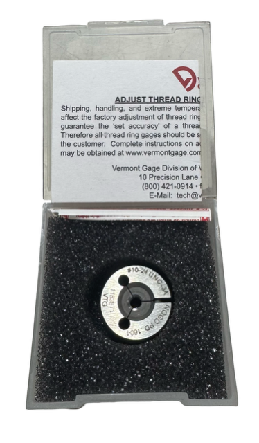 Vermont Gage 10-24 UNC 3A STL NO-GO Ring Gage USA Made