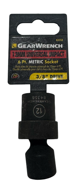 GearWrench 3/8" Drive 12mm Universal Impact Socket 6 Point 84358