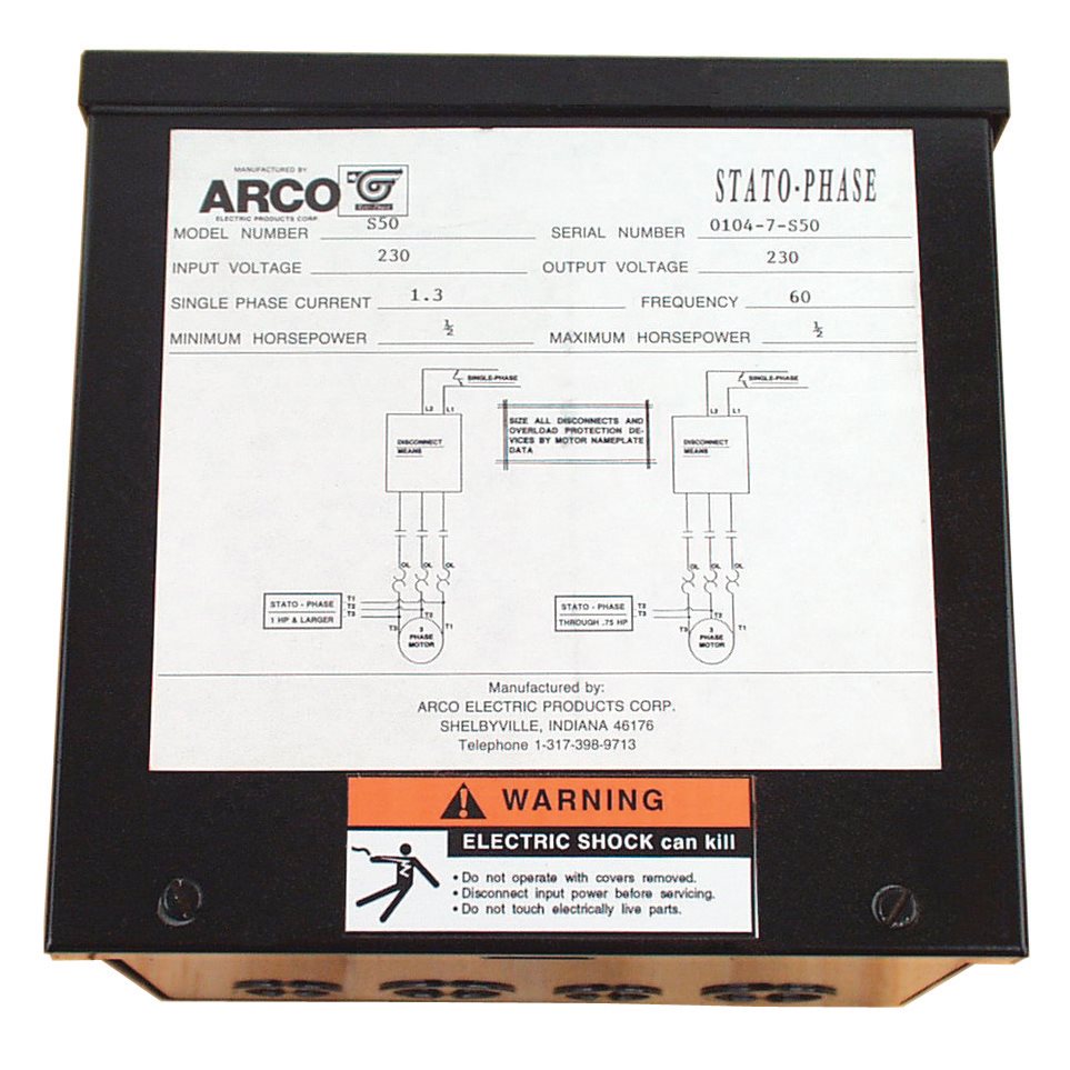 ARCO Stato-Phase 1/2 HP Convertor, 230 Volt