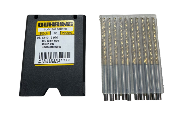 Guhring 5/32" Cobalt Drill Bit Jobber Length 118° Tin Coated 10 Pack