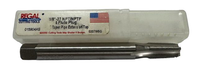 Regal 1/8"-27 NPTF HSS Extension Pipe Tap, 4 Flute Plug USA Made