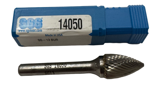 SGS 1/2" Carbide Burr SG-13 Tree Shape Single Cut 1/4" Shank USA