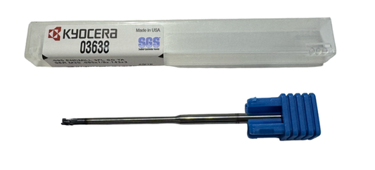 Kyocera .095" Carbide End Mill 3 Flute AlTiN Coated 3" Overall Length USA