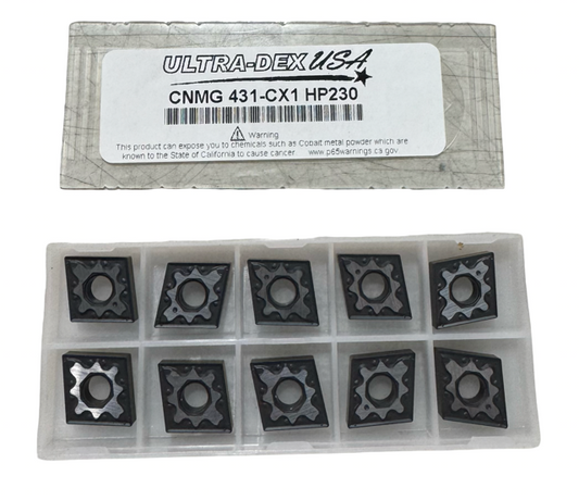 Ultra-Dex Carbide Insert CNMG431-CX1 Grade HP230 Turning Inserts 10 Pack