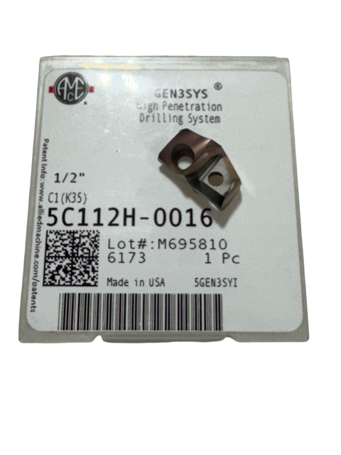 GEN3SYS 1/2" Carbide Drill Insert 5C112H-0016 USA Made