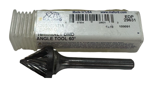 M.A. Ford 16mm Carbide Diamond Burr SJ-6M-D Cone Shape 60° USA Made