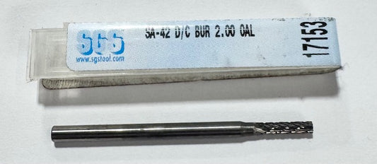 SGS 3/32" Carbide Burr SA-42 Double Cut Cylindercal No End Cut USA