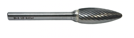 M.A. Ford 1/2" Carbide Burr SH-5 Single Cut Flame Shape USA Made