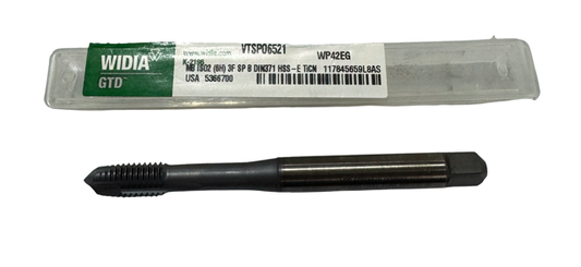 Widia M8 x 1.25mm HSS-E Spiral Point Tap TiCN 3 Flute 6H 3P-5P