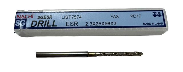 Nachi 2.3mm HSSCo-PM Drill 5xD Tin/TiCN Coated 135° Point