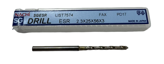 Nachi 2.3mm HSSCo-PM Drill 5xD Tin/TiCN Coated 135° Point