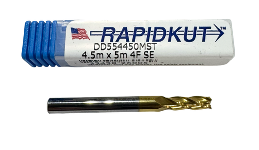 RapidKut 4.5mm Carbide End Mill 4 Flute Tin Coated USA Made