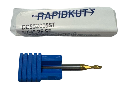 RapidKut 5/64" Carbide End Mill 2 Flute Tin Coated USA Made