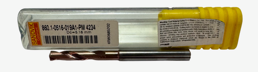 Sandvik 5.16mm Solid Carbide Drill TiAlN 860.1-0516-019A1-PM 4234