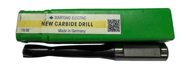 Sumitomo 15/32" Brazed Carbide Drill Coolant Thru 140°